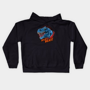 Dinosaur t rex head wild beast roar rage face Kids Hoodie